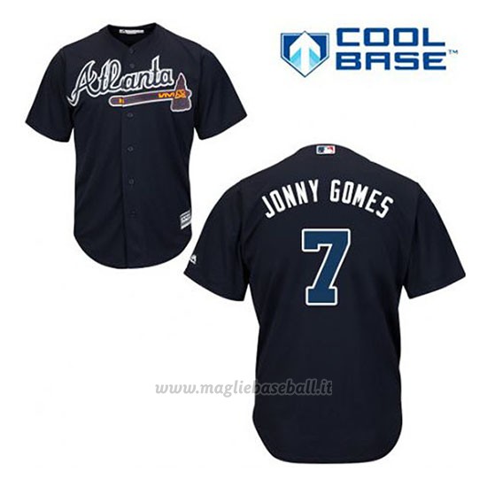 Maglia Baseball Uomo Atlanta Braves 7 Jonny Gomes Blu Alterner Cool Base